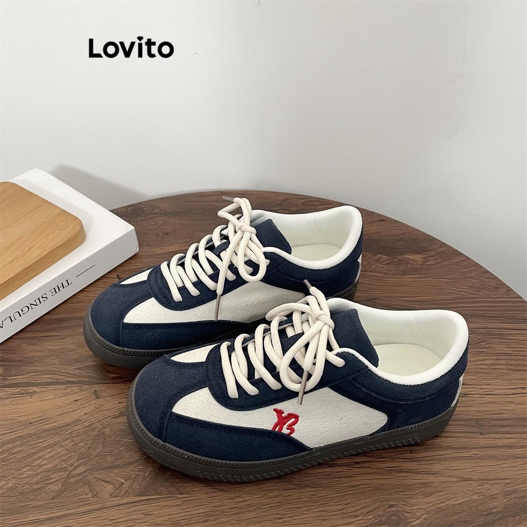 (Trendy) Lovito Casual liso Colorblock versão coreana versátil fundo macio leve tênis confortável para mulheres LFA73297 em Oferta na Shopee