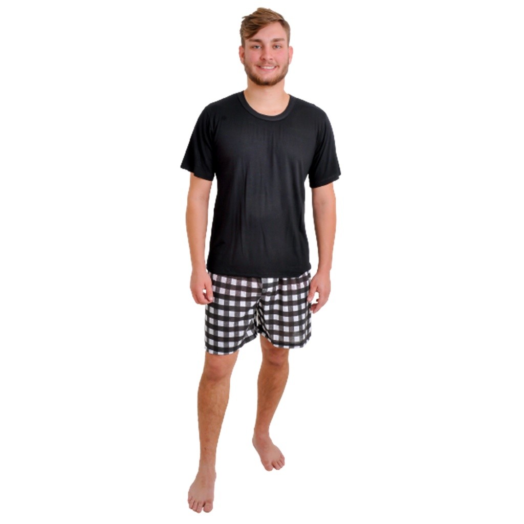 Pijama Masculino De Malha Adulto Curto Verão Homem