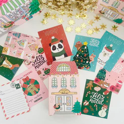 CAIXA CASINHA COM MINI CARTOES DE NATAL BUENDIA PPC5152 - UNITÁRIO E SORTIDO
