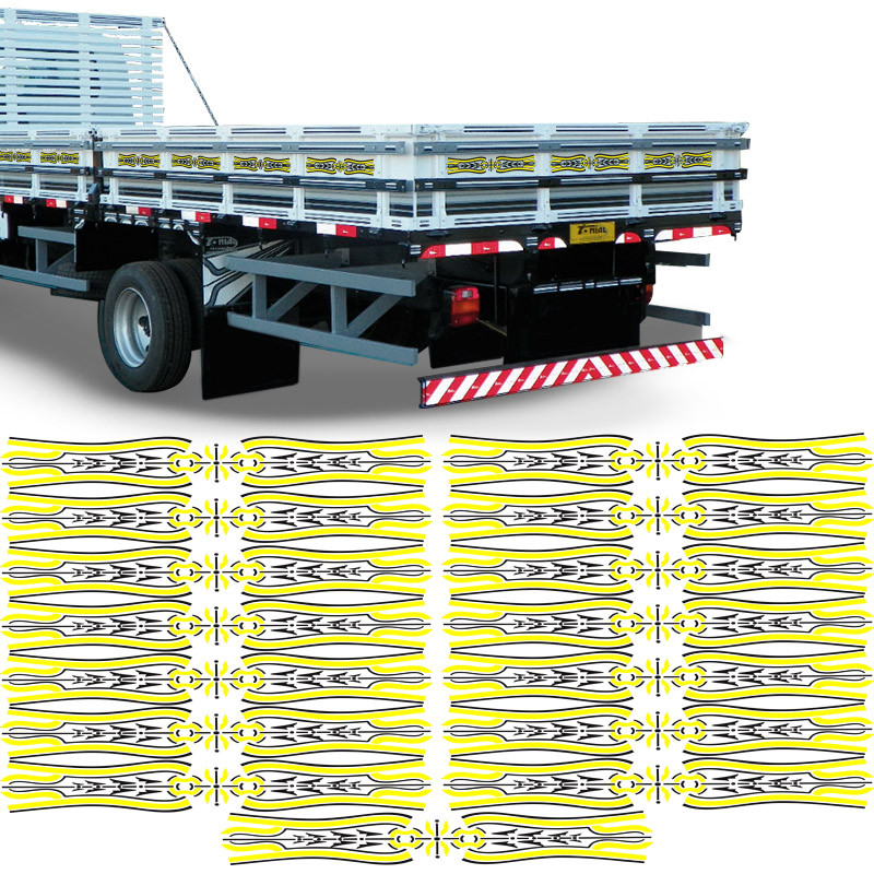 Kit Adesivos Carroceria Caminhão Universal Amarelo