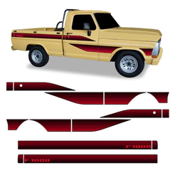 Faixa Compativel F-1000 1989 Adesivo Vermelho Cabine Simples