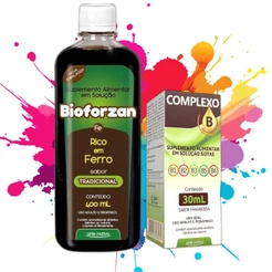 Kit Bioforzan 400ml Sabores Suplemento De Ferro + Complexo B 30ml Gotas Arte Nativa