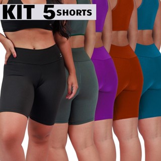 Kit 5 Shorts Fitness Suplex Legging Academia Cós Alto Não fica Transparente em Oferta na Shopee