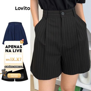 (LIVE STREAM SALE) Lovito Shorts de bolso listrado elegante para mulheres L105MD634 em Oferta na Shopee
