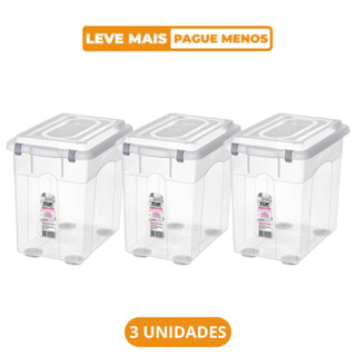 Kit 3 Caixa Organizadora Transparente 26,5L Top Stock Sanremo em Oferta na Shopee