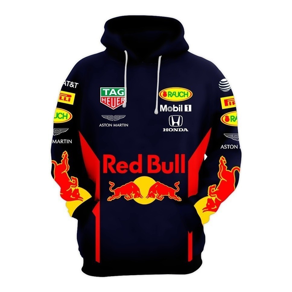 Blusa Moletom Masculino de Frio Red Bull RBR Fórmula Full Print