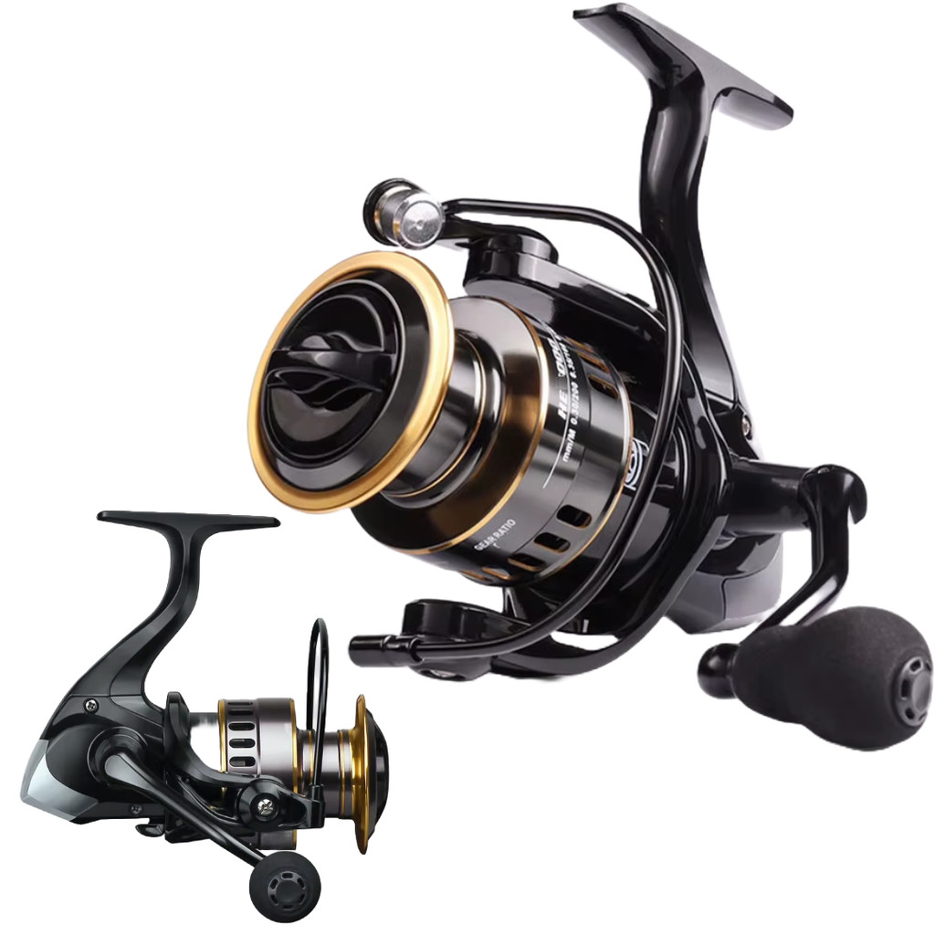 MOLINETE DE PESCA ALTO MAR HE 5000 - 14 ROLAMENTOS - DRAG:12KG - CARRETEL ALUMINIO