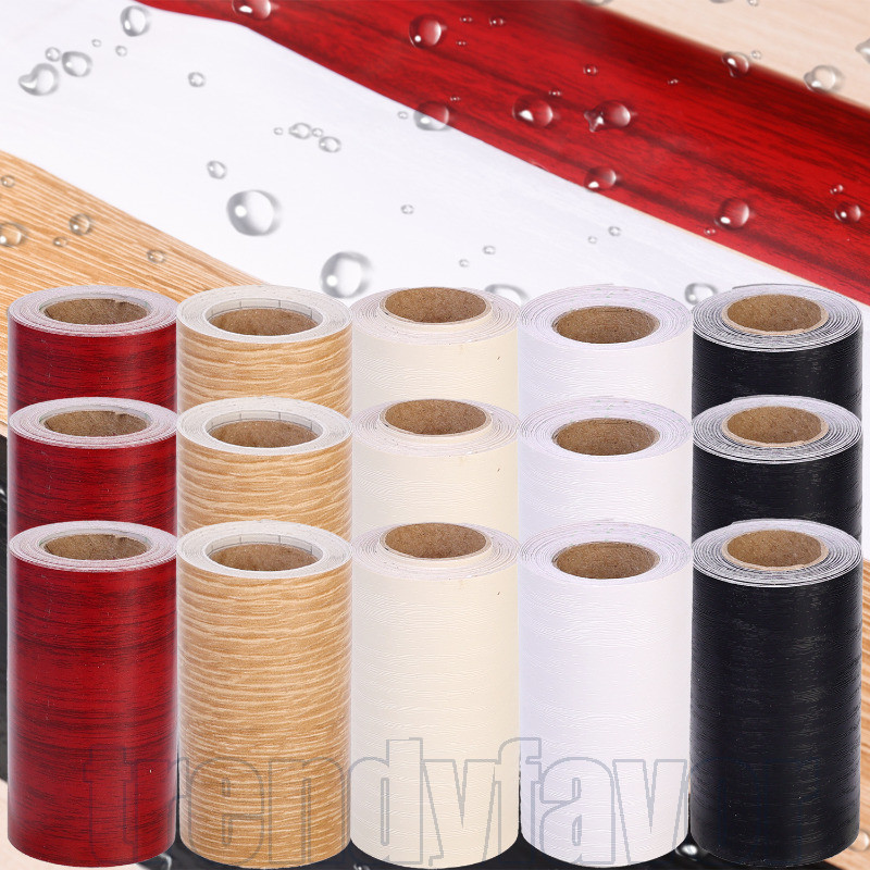 Adesivos Impermeáveis De Grãos De Madeira-Adesivo De Linha De Rodapé-Papel De Parede Autoadesivo-Estilo Simples Moderno