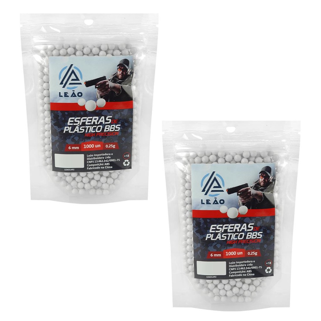 Esferas BBs Airsoft 6mm Leão 0.25gr - 2000un em Oferta na Shopee