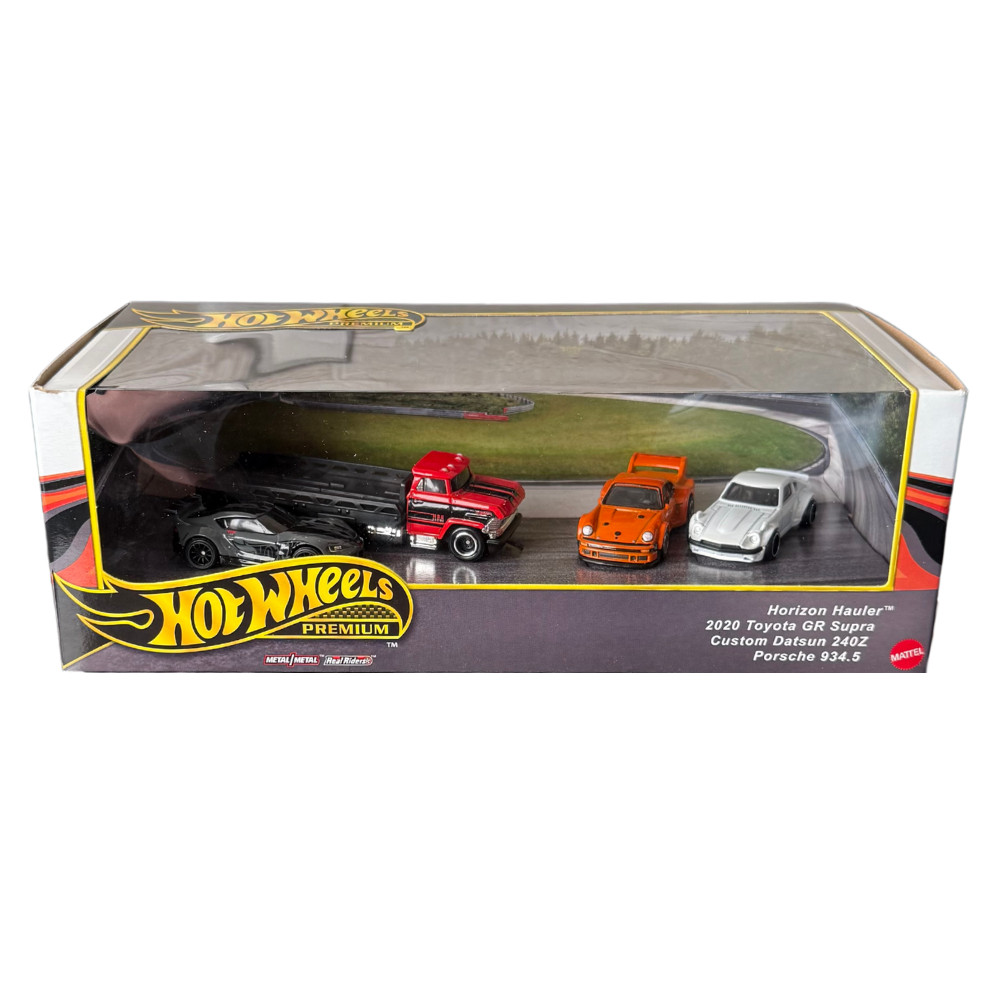 Hot Wheels Premium 4 Pack Porsche Supra Datsun Horizo Hauler