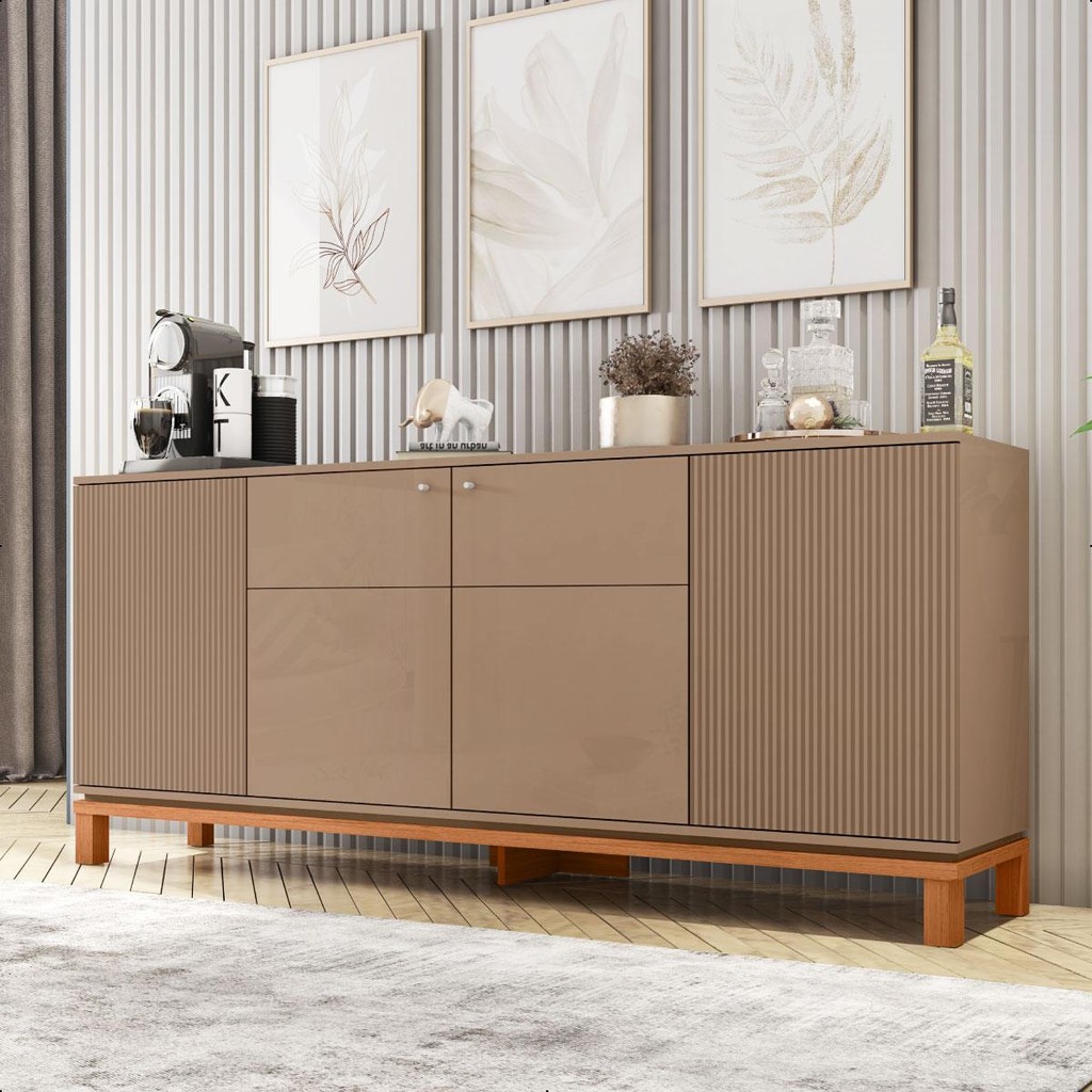 Buffet Aparador 4 Portas Balcão Cinza Jace Caemmun em Oferta na Shopee