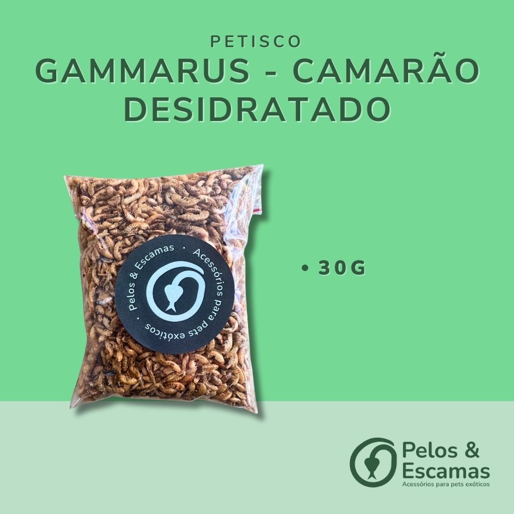 Gammarus - Camarão - Desidratado (Petisco para roedores, aves, anfíbios, peixes) 30g