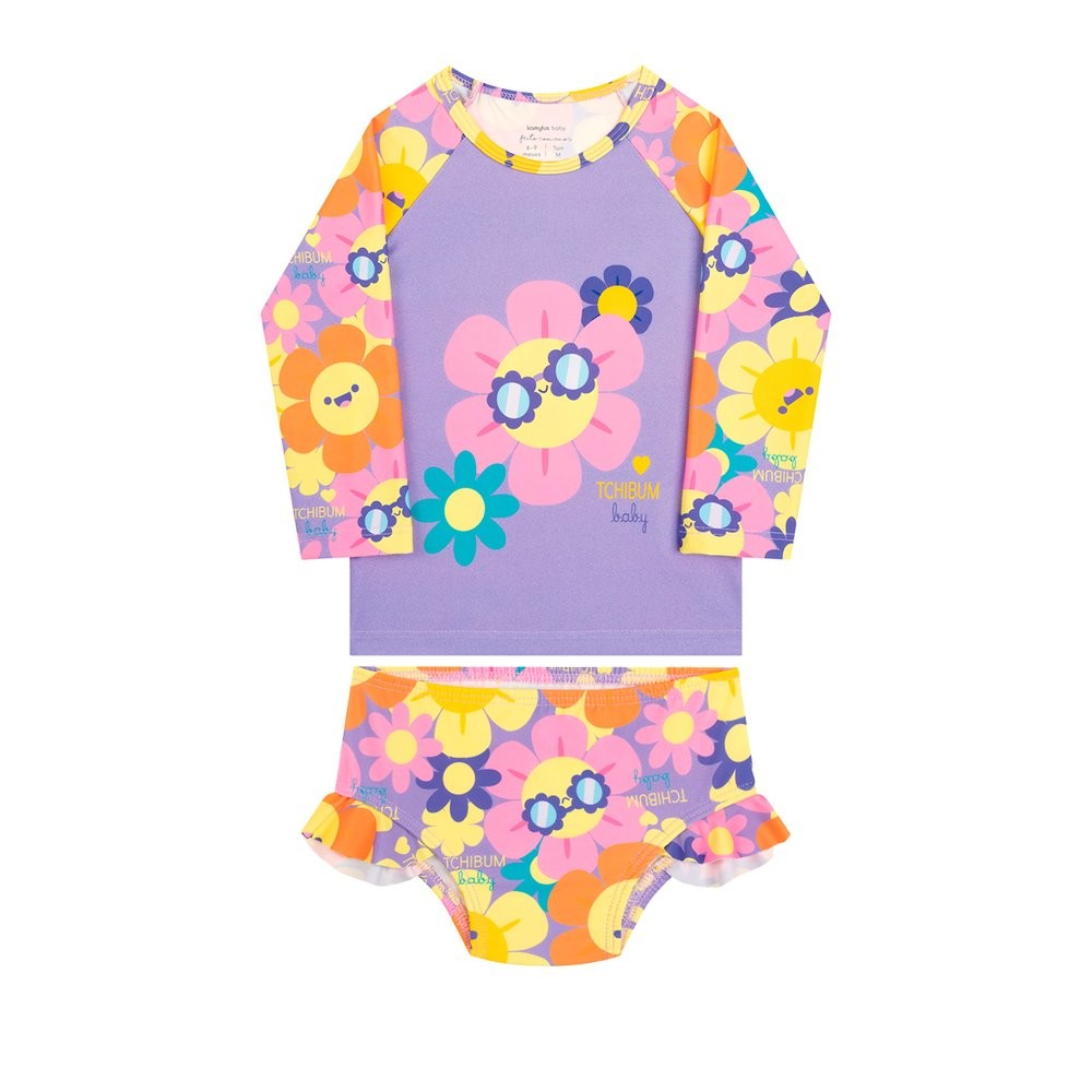Conjunto Biquini Menina Proteção UV Floral - Kamylus em Oferta na Shopee
