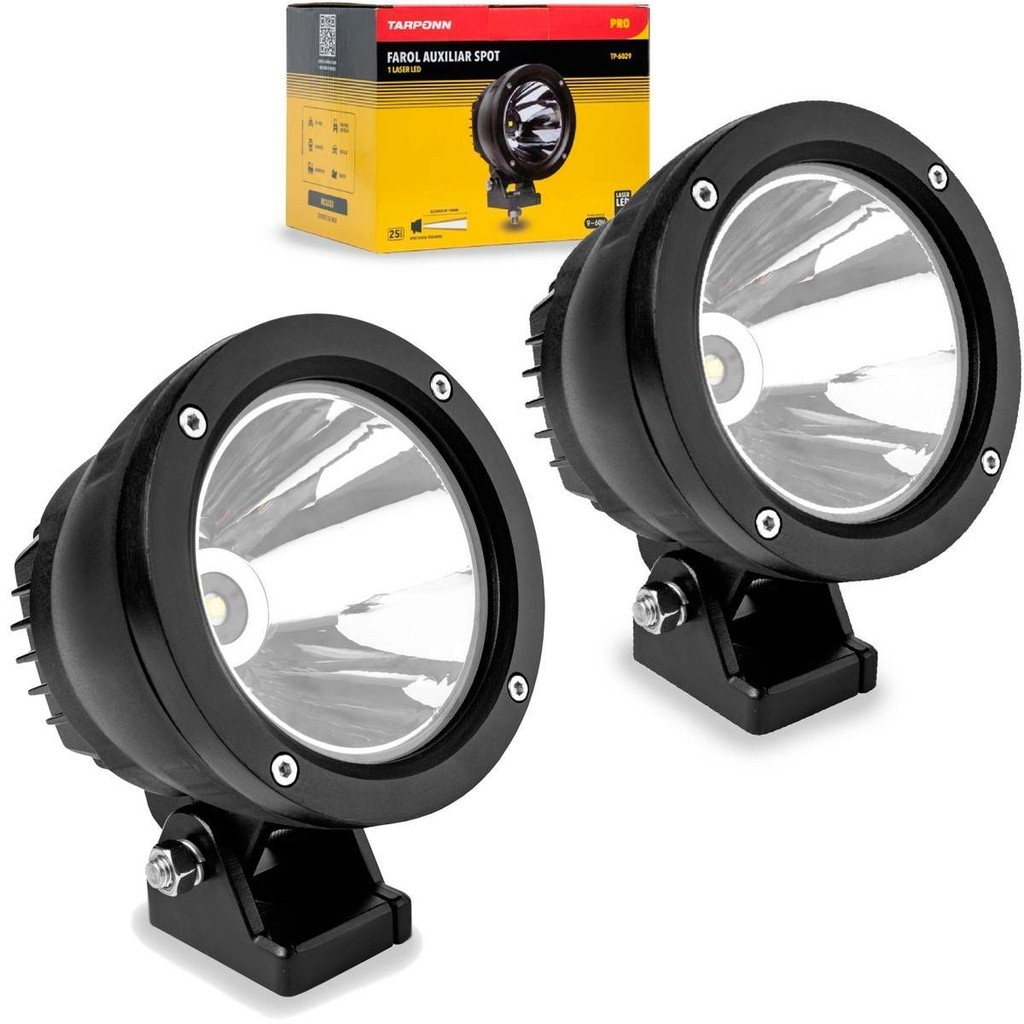 2 Farol Auxiliar Tarponn Spot 1 Laser Led 25W Pro 9-60V 6000k PRO em Oferta na Shopee