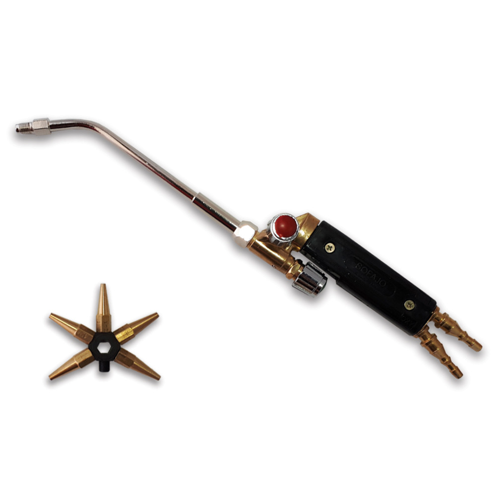 Maçarico De Solda Tipo Francês Oxigênio, Glp E Acetileno + 5 Bicos