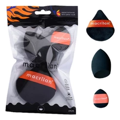 Kit Três Esponjas Para Maquiagem Macrilan Ep26 Fácil Manuseio Resultado Profissional