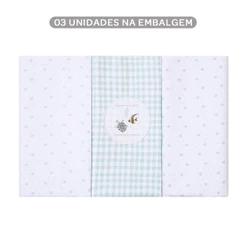 Kit Cueiro Bordados Papi Flanelado Fundo Do Mar - 3 Peças