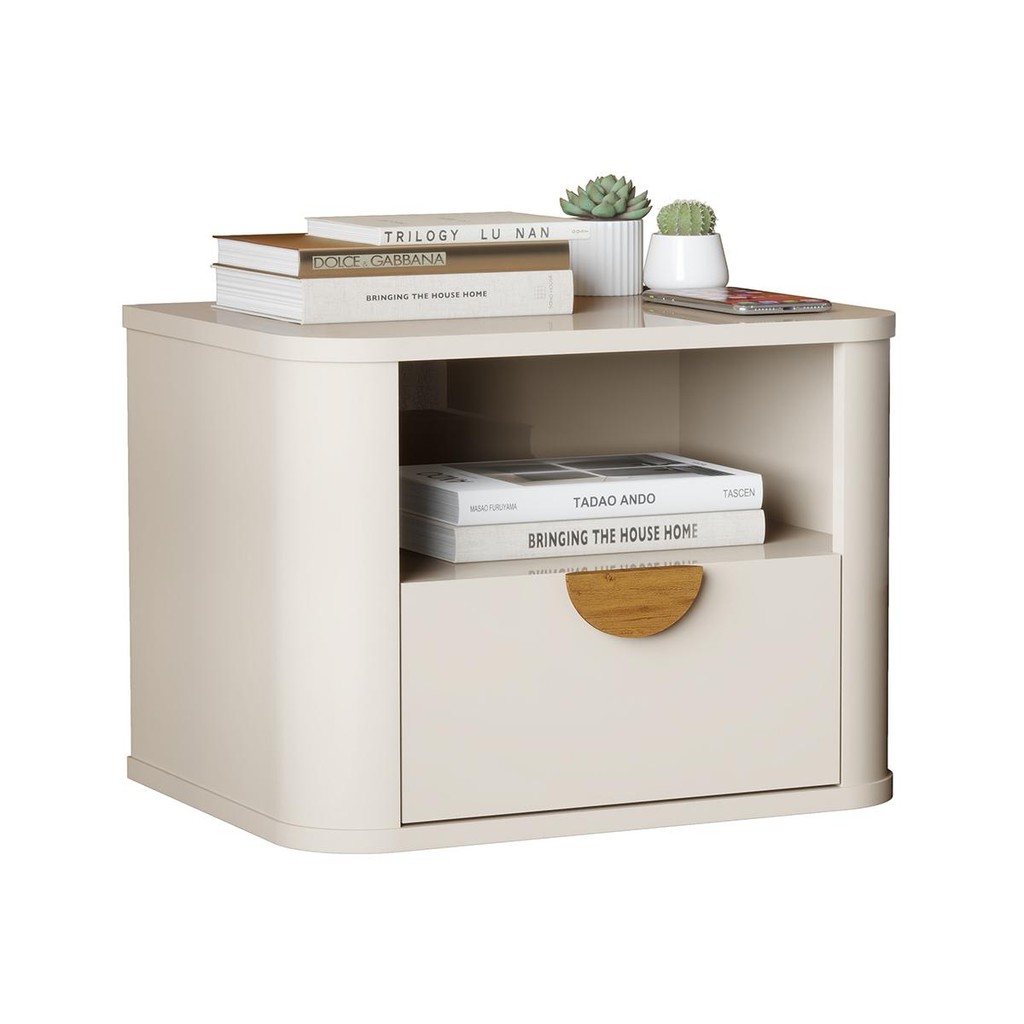 Mesa de Cabeceira Suspensa Buriti com 1 Gaveta e Nicho em Oferta na Shopee