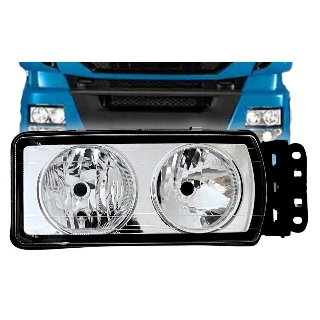 Farol Dianteiro Principal Para Iveco Stralis Tector AP06 Fundo Cromado Lado Direito Passageiro em Oferta na Shopee