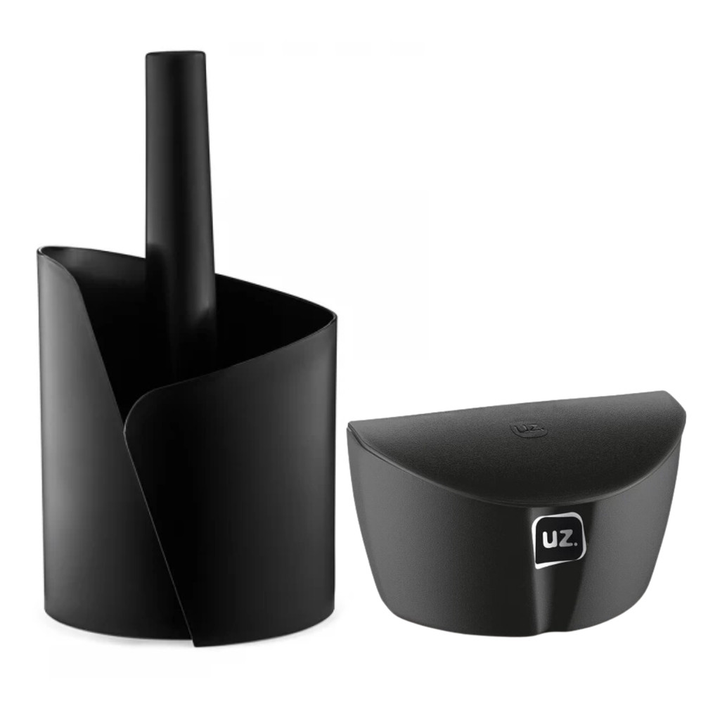 Kit 2 Peças Saleiro de Cozinha com Tampa e Porta Papel Toalha Preto UZ