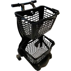 Carrinho Supermercado Plástico Ecoflex Duplo Cesto 25 Litros Reforçado P/ Loja Mercado Mercearia Pvc