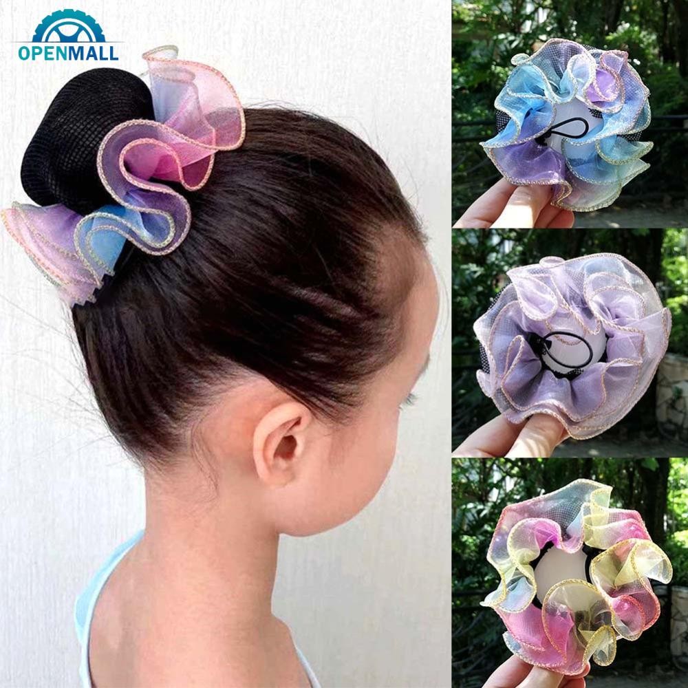 OPENMALL Menina Mulheres Bun Capa Snood Rede De Cabelo Redes Latina Ballet Dança Patinação Crochê Snoods Acessórios Para