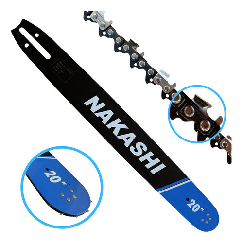 Sabre Nakashi 20 Polegadas 50cm + Corrente 39 Dentes .325" Para Motosserras Ncs 500/550