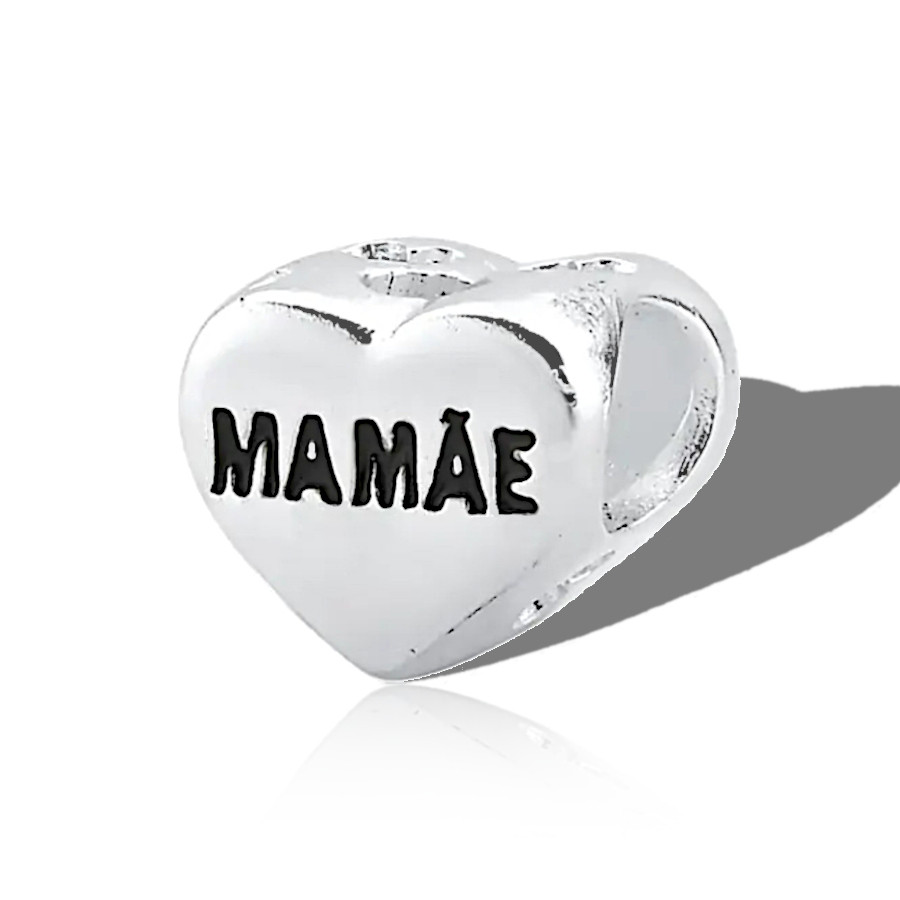 Berloque Separador Prata Lei Mae Coração Mamae Minimalista em Oferta na Shopee