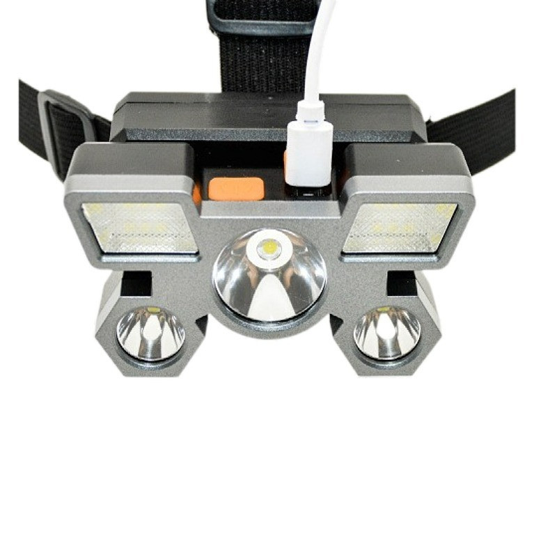 Lanterna de Cabeça 5 Led Luz Forte À Prova D 'Água USB Recarregável 4 Modos — imagem 2 de 2