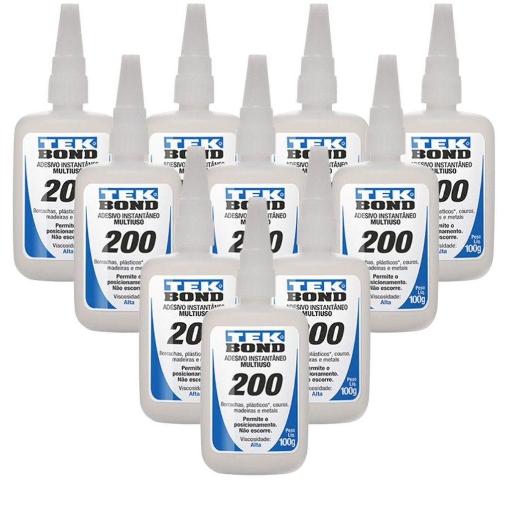 10 Colas Adesivo Gel 200 Alta Viscosidade Tek bond Instantâneo 100g Multiuso em Oferta na Shopee