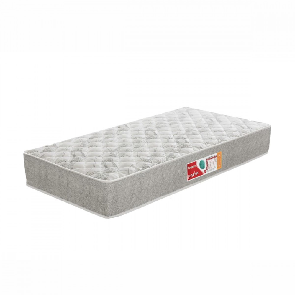 Colchão Solteiro Espuma D33 Turquesa 078X188X14 Cinza e Branco Prorelax