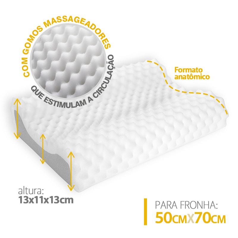 Travesseiro Duoflex Fresh Cervical Espuma Aerada - AT2100 Cor Branco - 50x70x13-10cm — imagem 2 de 2