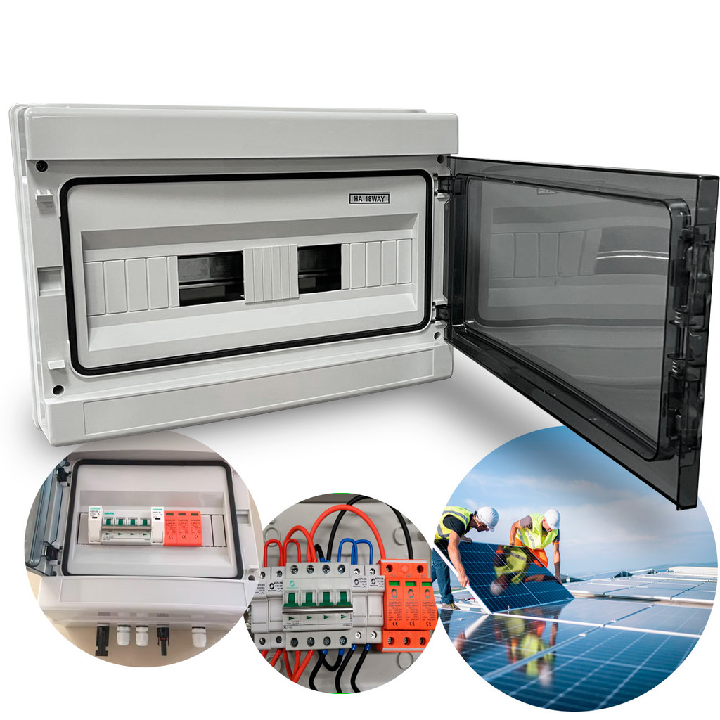 Quadro de Montagem Circuitos Energia Solar String Box 18 Polos Ip65 Caixa Sobrepor em ABS