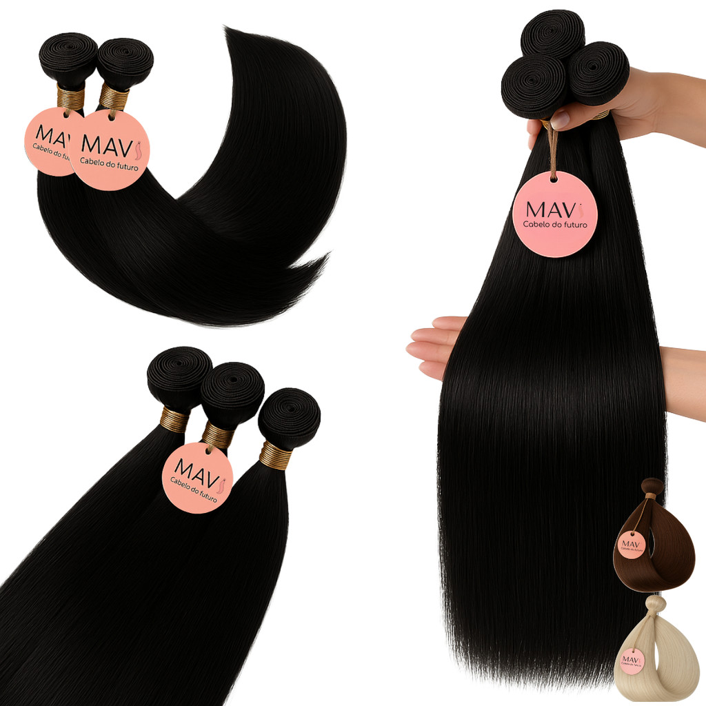 Aplique de Cabelo do Futuro Tela Liso 45cm Castanho, Loiro