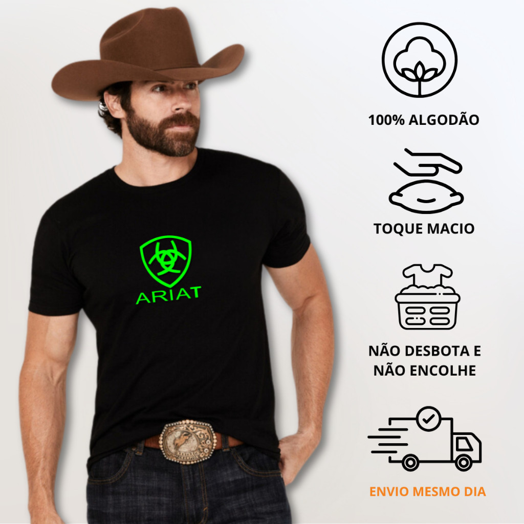 Camisetas Country Masculina Camisa Ariat Blusa Txc Texas Farm  Camisa Preta Lida Blusa Country De Cavalo Rodeo Barretos