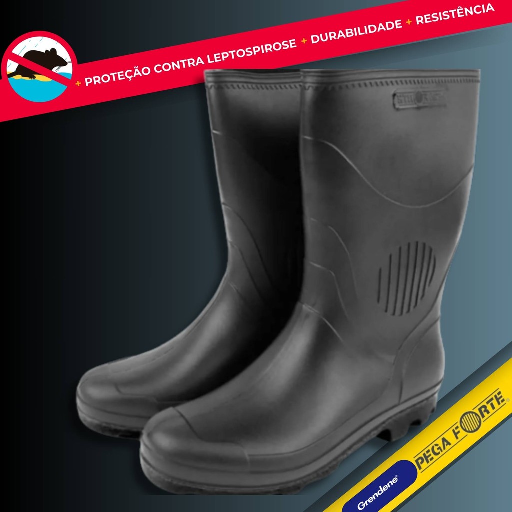 Bota Borracha Preta Cano Alto Grendene Pega Forte Nº 45