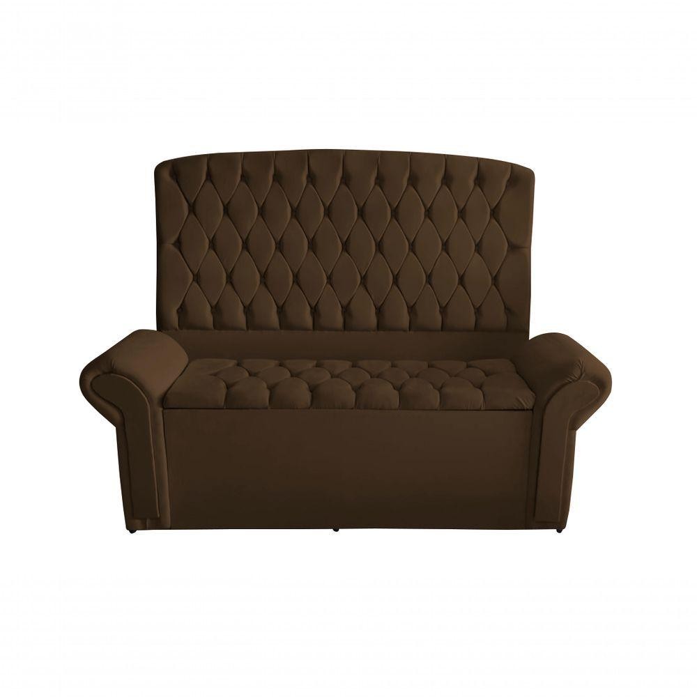 Kit Dubaí Cabeceira De Cama Box Casal E Recamier Baú 140 Cm Suede Marrom Do Lar Móveis