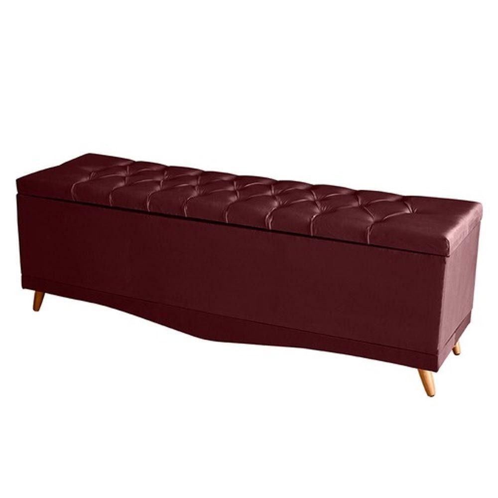 Recamier Calçadeira Baú Barcelona Queen 160 Cm Botão Encapados Pés Palito Suede Bordo Do Lar Móveis