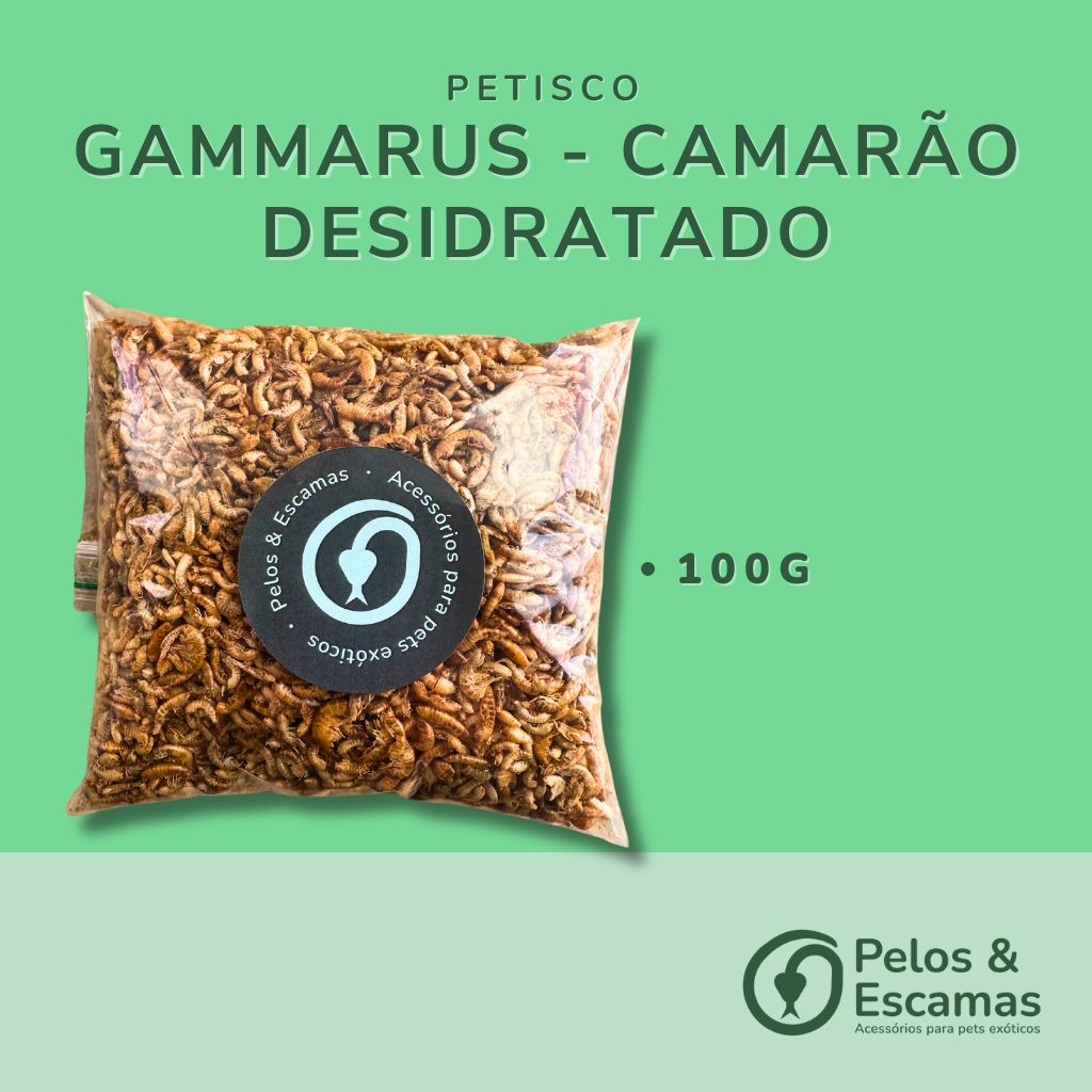 Gammarus - Camarão - Desidratado (Petisco para roedores, aves, anfíbios, peixes) 100g