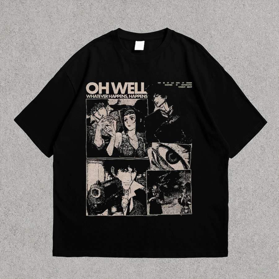 Camiseta Feminina Cowboy Bebop Anime Unissex Oversized Algodão Streetwear  Confortável Aesthetic