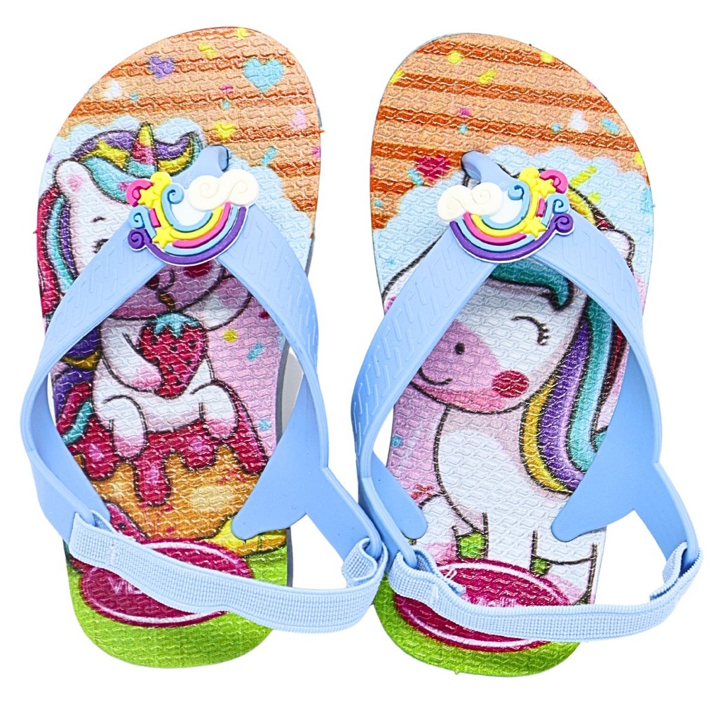 Chinelo Infantil Feminino Anatômico Estampa Unicórnio Arco-Íris Confortável Antiderrapante Fofo Leve Estiloso Delicado