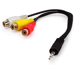 Cabo Adaptador P3 Estéreo 03 RCA Fêmea 16cm Conectar Dispositivos Áudio Vídeo Eletrônicos