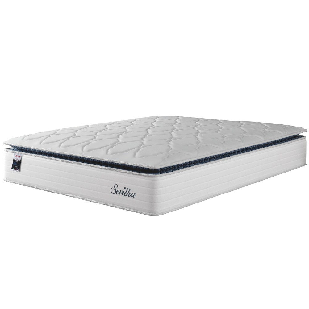 Colchão Casal Queen Molas Ensacadas Com Pillow Sevilha 158x198x33cm Branco/Cinza Hellen em Oferta na Shopee