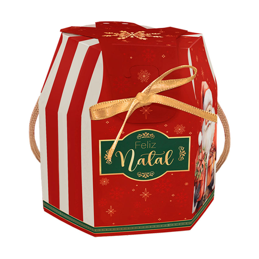 Caixa Mini Panetone com Alça Premium - Natal Noel - 10x10x12cm - Ref 5125 - 5 unidades - Ideia Embalagens - Rizzo - Home & Living
