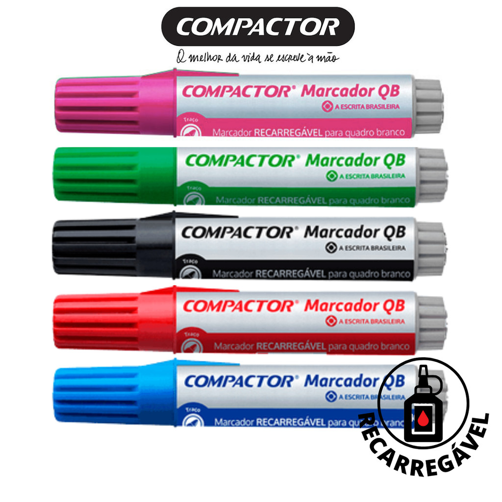 Marcador para Quadro Branco Recarregável Sortidos - COMPACTOR em Oferta na Shopee