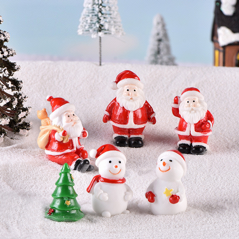 Novo Papai Noel Boneco De Neve Micro Paisagem Decoração Vista Trem Caixa Meias Natal Pequeno Presente Sino Resina Orname