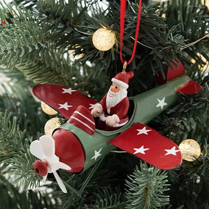 Capacidade Retro Ferro Pingente De Natal Estilo Antigo Papai Noel Avião Árvore Decoração Ornamentos Boneco De Neve Decor