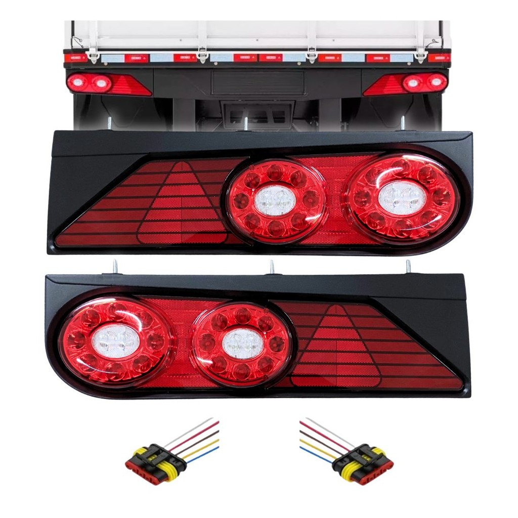 KIt Lanterna Traseira LED Bivolt Universal Conector Para Caminhão Carreta Randon Implementos Após 13 em Oferta na Shopee