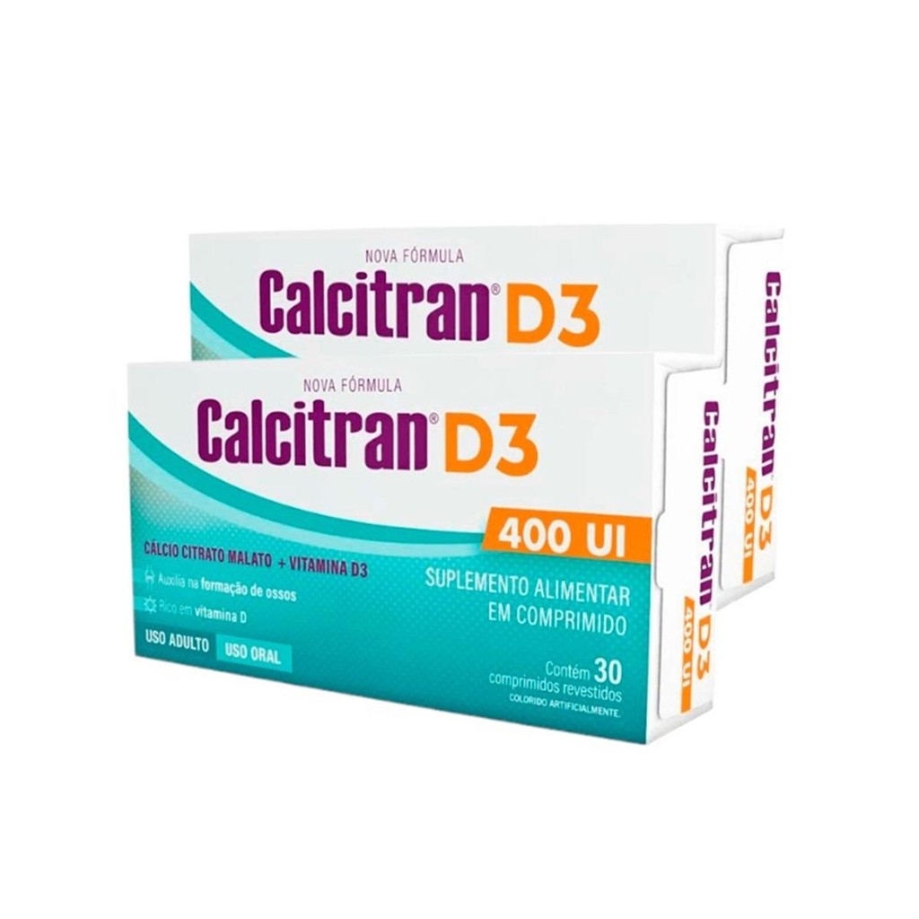 Kit Calcitran D3 400UI 2 Unidades Com 30 Comprimidos Cada em Oferta na Shopee