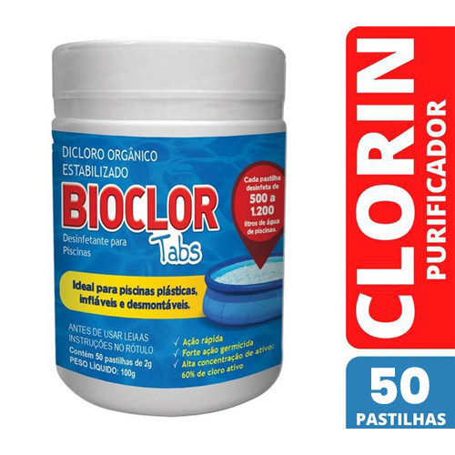 Clorin Bioclor Tabs Piscina Inflável Plástica 50 Pastilhas
